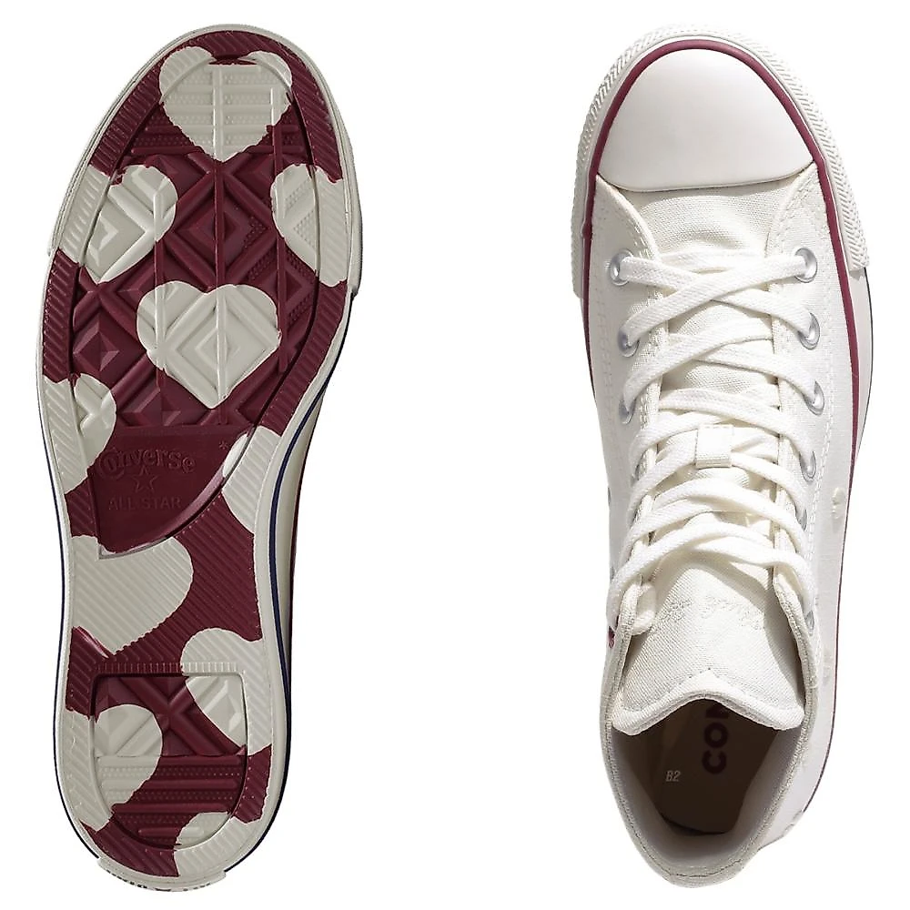 Tênis Converse All Star Chuck Taylor In Love Cano Alto Feminino Branco / Vermelho - 33
