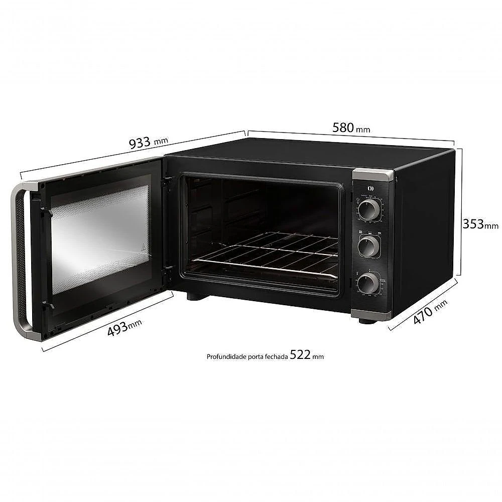 Forno De Bancada Mueller Com Grill Preto Fosco 50L MFB50K 110V