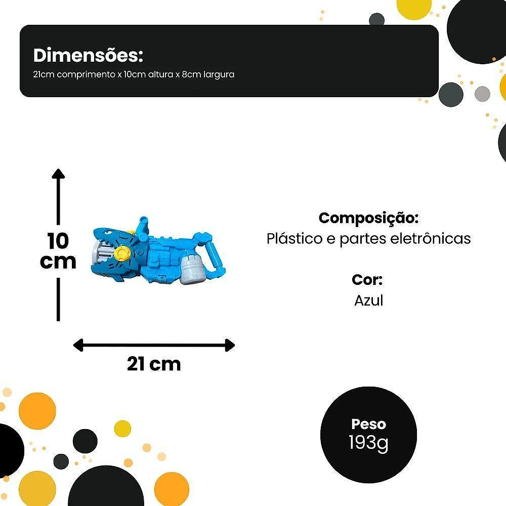 Pistola de Bolhas Tubarão com Chuva de Bolhas Azul 70ML