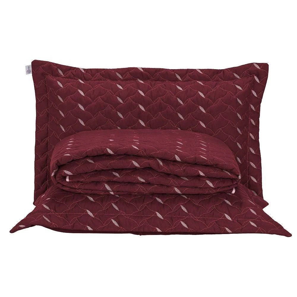 Cobre Leito Bordado 400 Fios Heitor Casal Queen 100% Poliéster - Vermelho