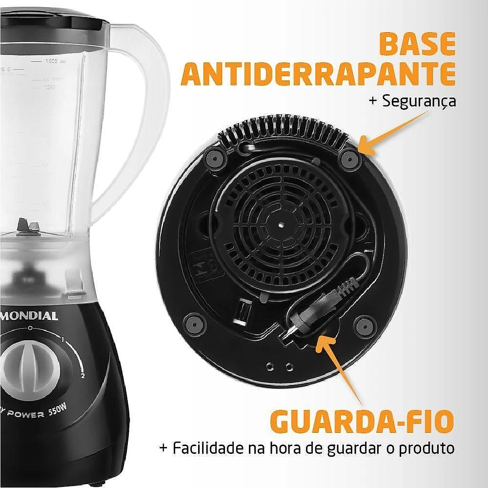 Liquidificador mondial easy power l-550-b 550w 1,5l com filtro preto 220v