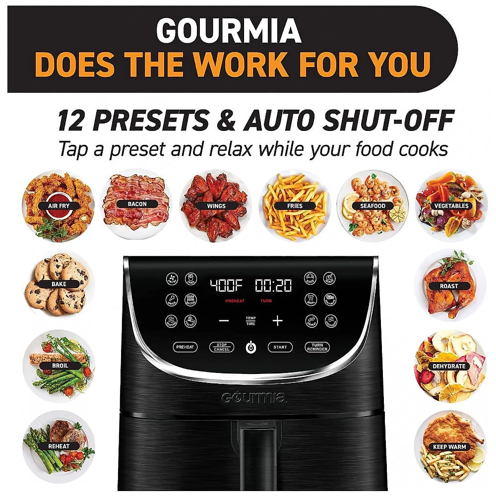 Fritadeira Elétrica AirFryer 7L de Capacidade com Temperatura Ajustável e Temporizador, 1700W, 110v, GOURMIA GAF716, P...