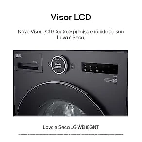 Lava e Seca LG WD18GNTS6 18kg/10kg AI DD Wi-Fi TurboWash 360° Vapor Black Inox 110V