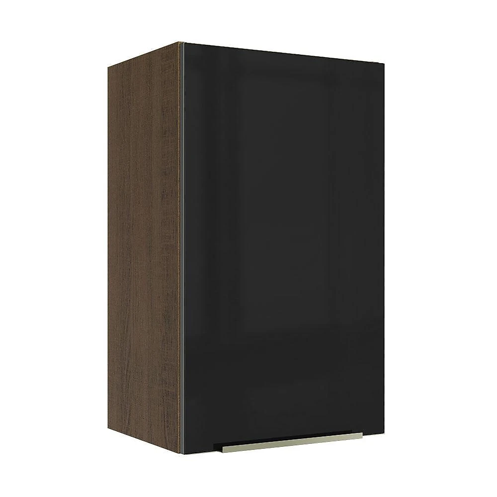 Armário aéreo madesa lux 40 cm 1 porta - rustic/preto