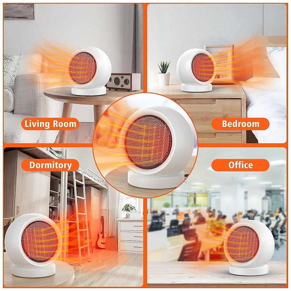 Aquecedor Portátil Coolfor 600W: Eficiente, Rápido e Seguro para Casa, Escritório e Quarto, Branco