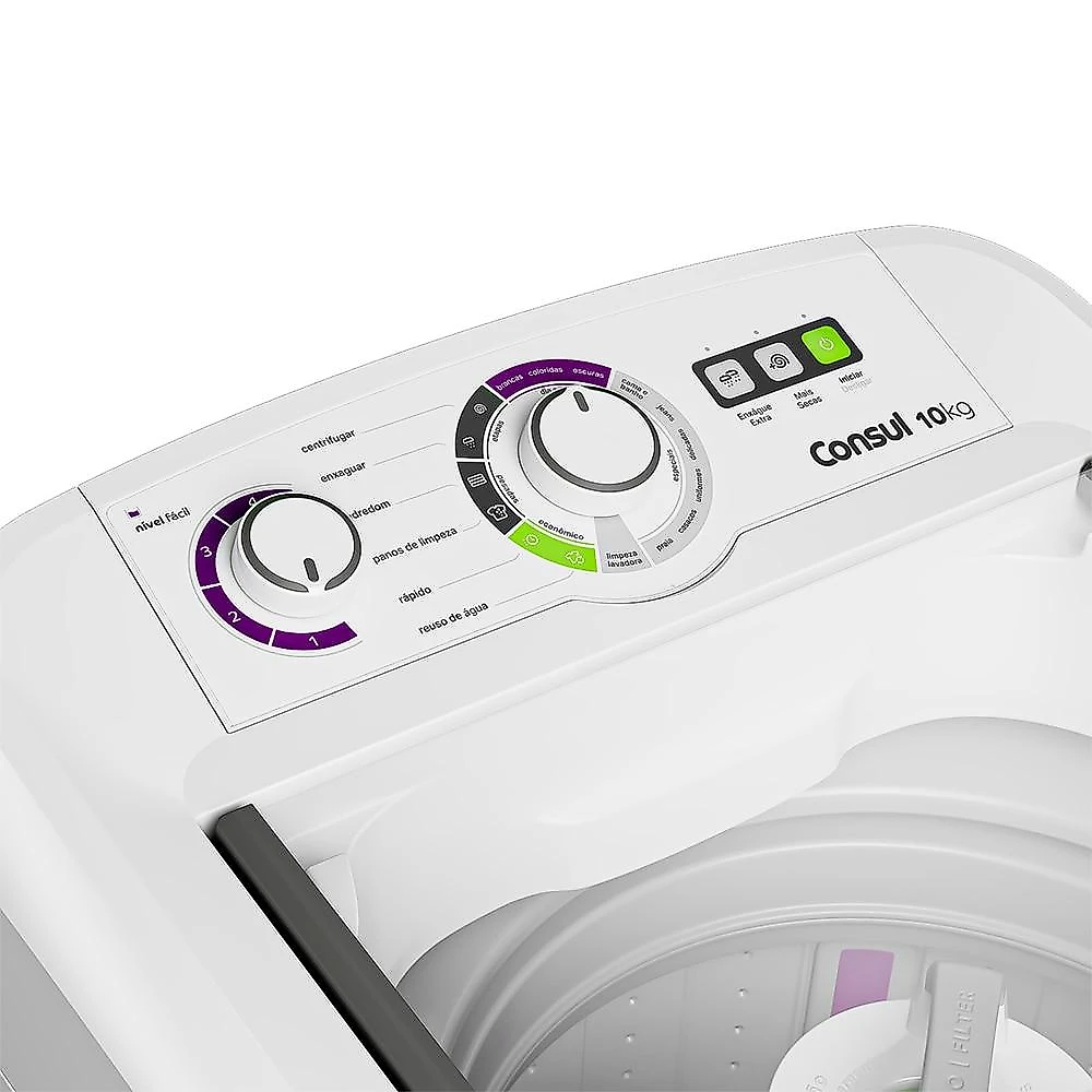 Máquina de Lavar Roupas Consul 10 Kg CWB10BB, Branca - 110 Volts