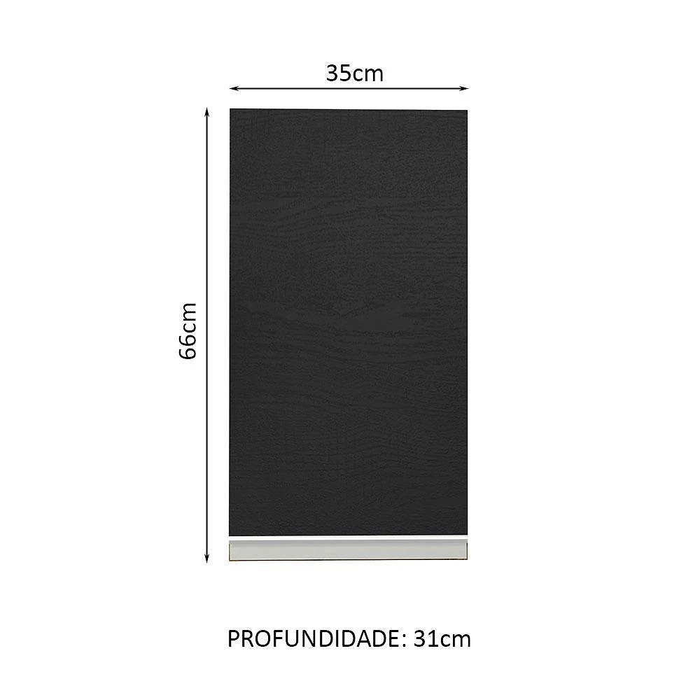 Armário de cozinha aéreo 35 cm 1 porta rustic/preto glamy madesa