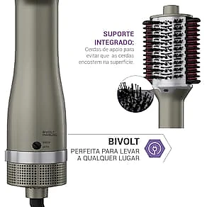 Escova Secadora Philco PES30 1300W 4 em 1 Cerâmica Bivolt Prata Cromado