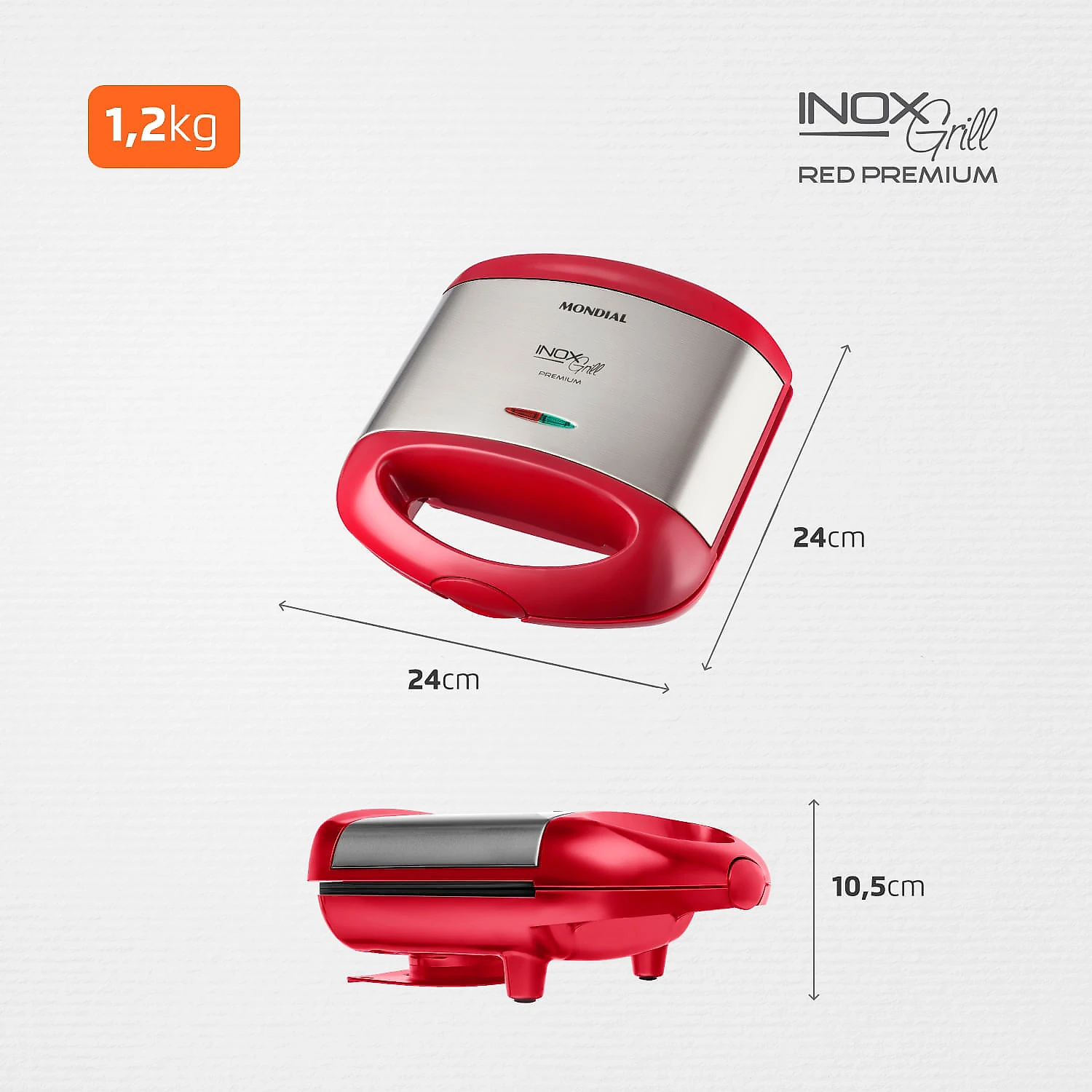 Grill e Sanduicheira Mondial Inox Red S-19 SANDUICHEIRA-127V-VERMELHO/INOX