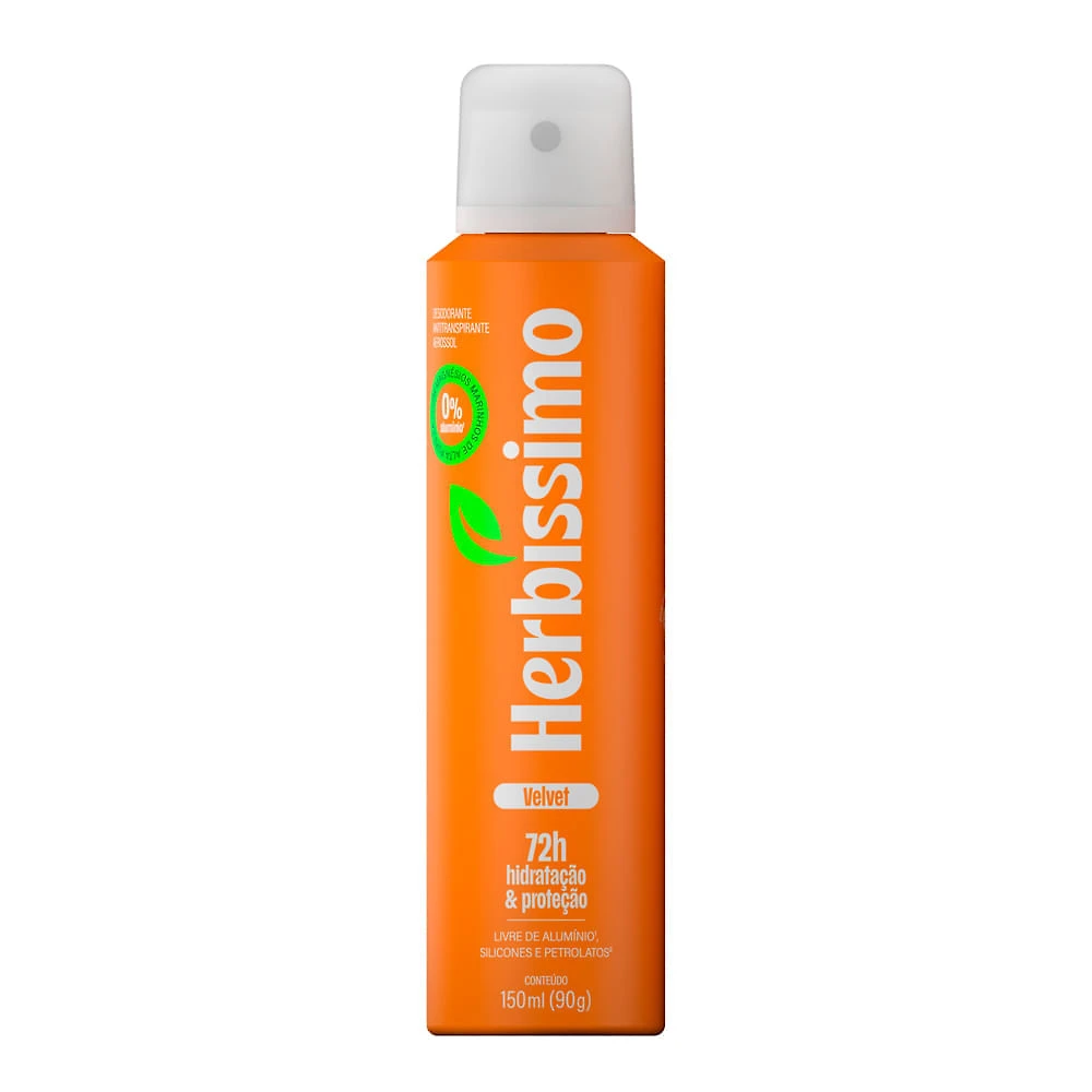 Desodorante Herbíssimo Velvet Aerossol Antitranspirante 72h Hidratação e Proteção 150ml