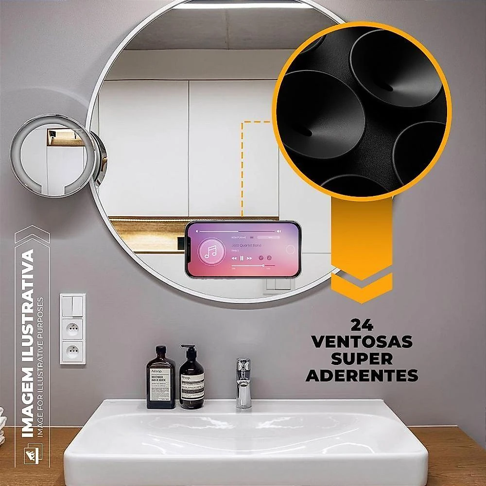 Kit Capa Crystal Slim para Iphone 17 Pro + Ventosa Gshield Preto Acrílico 1 Unidade