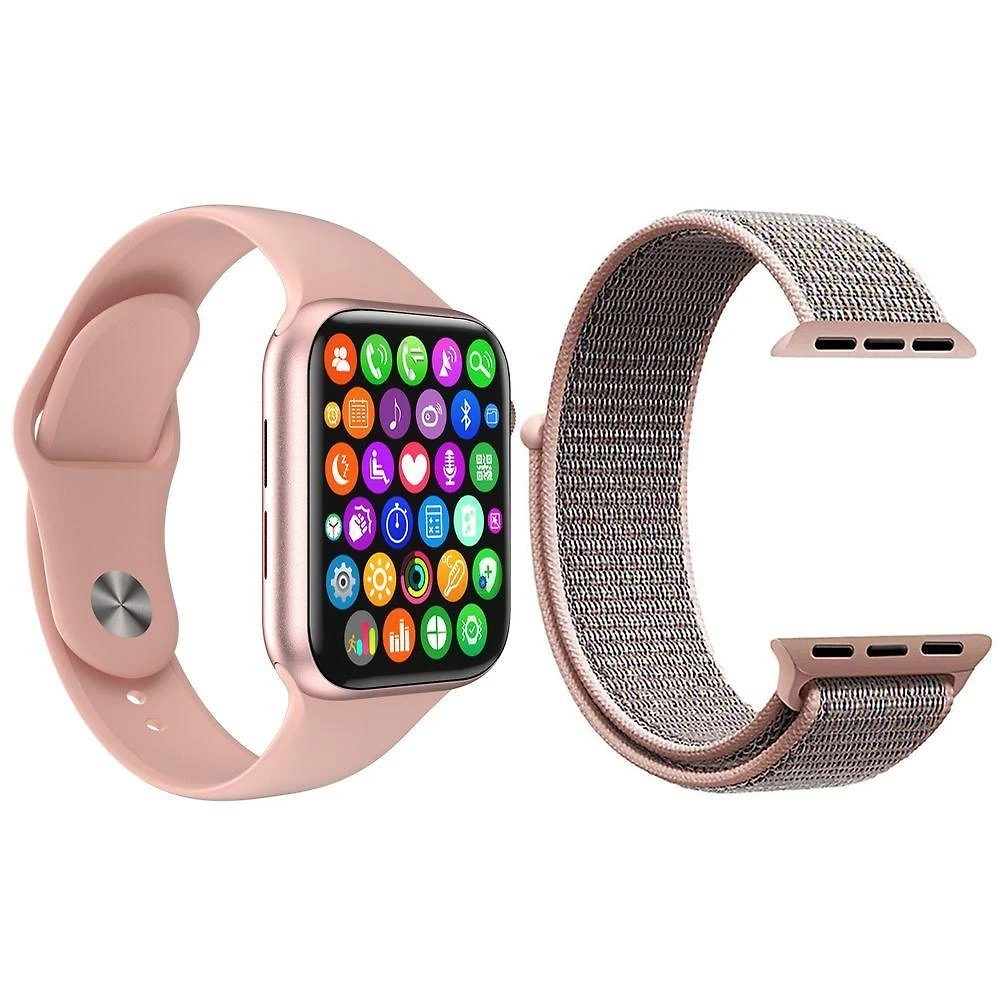 Kit 1 Relógio Inteligente Smartwatch W34 S Rosa Android Ios + 1 Pulseira Extra Nylon Rosa