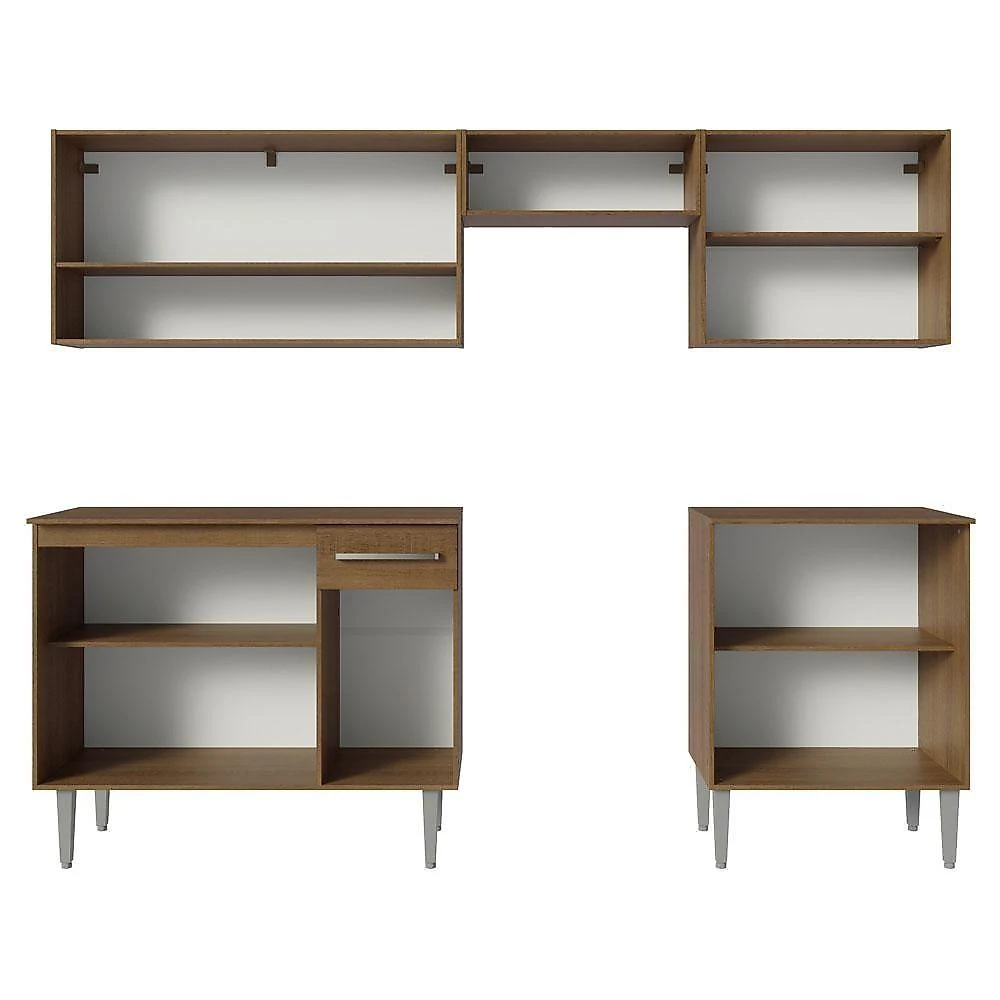 Armário De Cozinha Compacta 229cm Rustic/cinza Emilly Madesa 15 Rustic/cinza