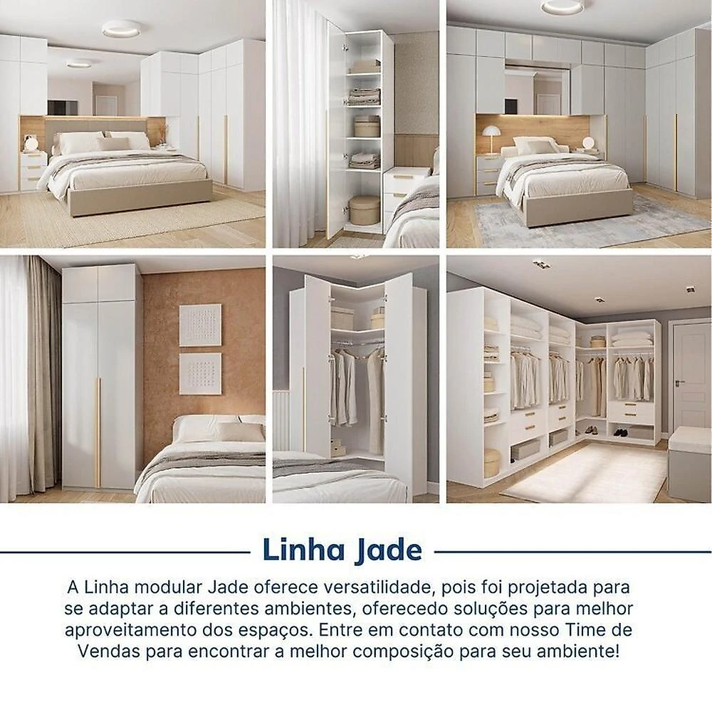 Guarda-roupa Modulado de Canto 10 Peças 18 Portas Jade CabeCasa MadeiraOriginals Guarda-roupa Modulado de Canto 10 Peças 18 Portas Jade Cabecasa Madeiramadeira Branco Fosco