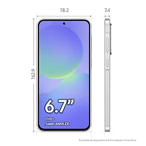 Smartphone Samsung Galaxy A36 5G Branco 128GB, 6GB RAM, Câmera Tripla até 50MP, Tela Super AMOLED 6.7", IP67, NFC e Recursos AI + Galaxy Fit3 Grafite