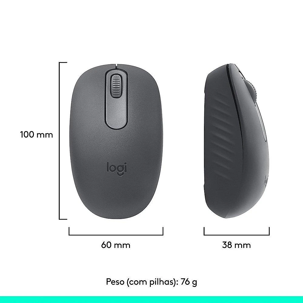 Mouse Sem Fio Logitech M196, Ambidestro Compacto, Bluetooth, Compatível com PC e Mac, Grafite - 910-007456