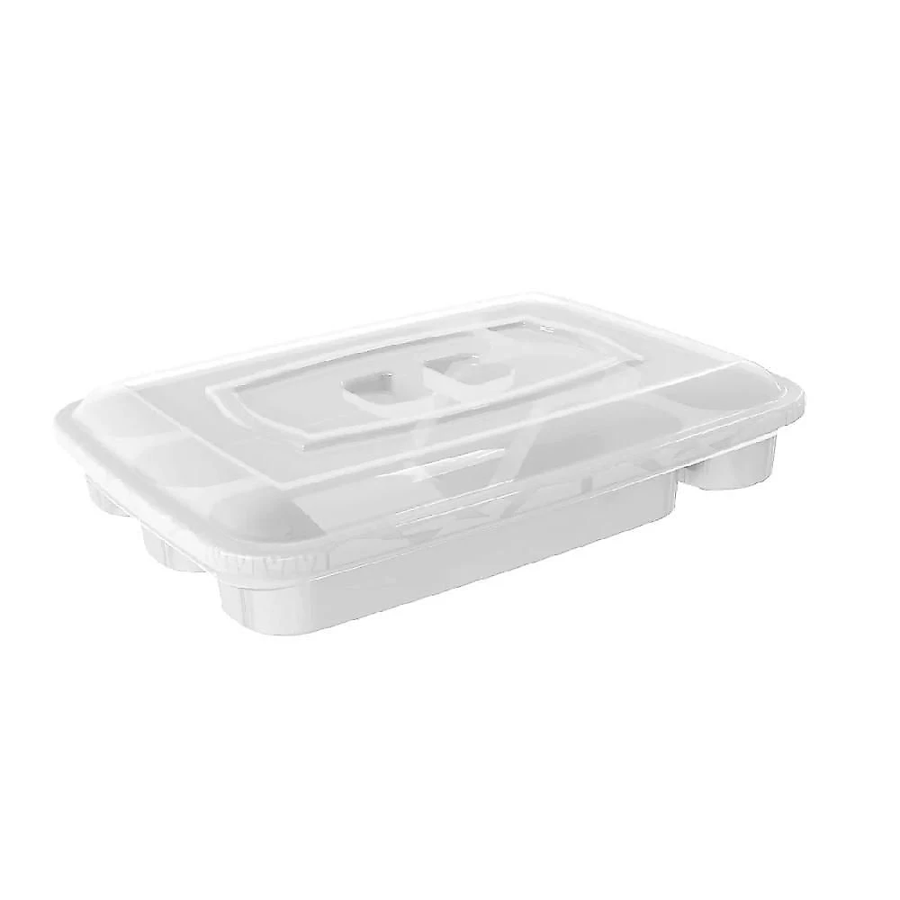 Organizador de Cozinha Porta Talheres com Tampa 4 Divisórias Plástico Resistente Alta Qualidade