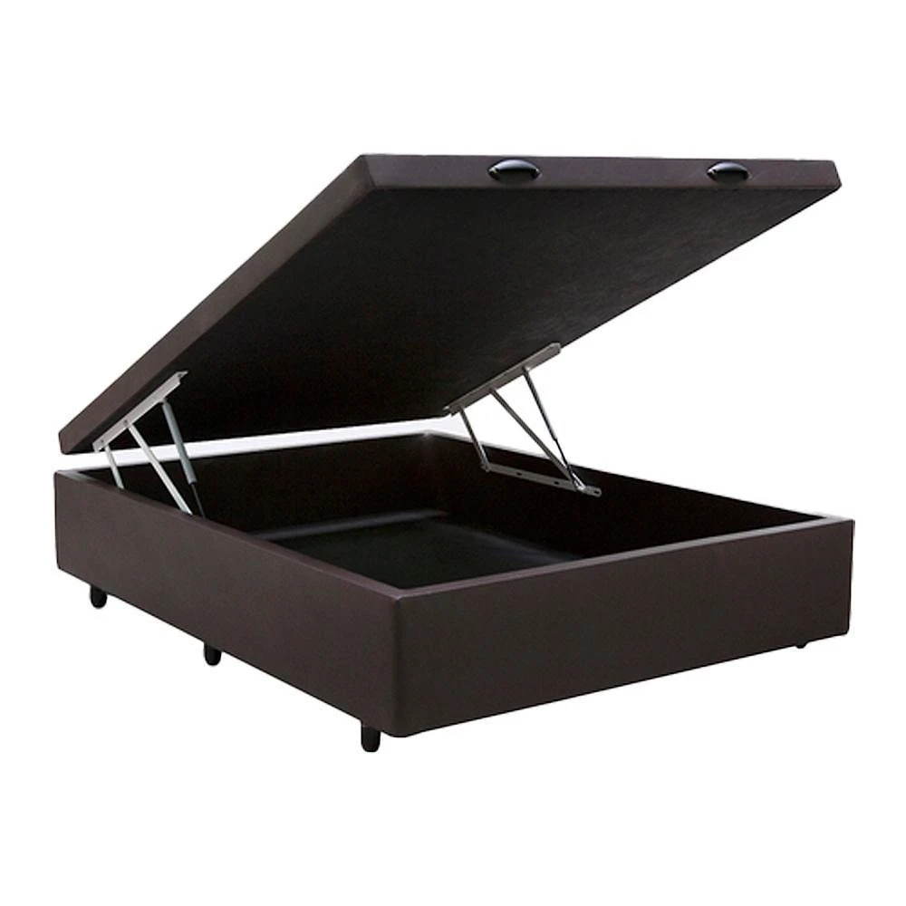Cama Box Baú Casal Marrom Sintético 138x188