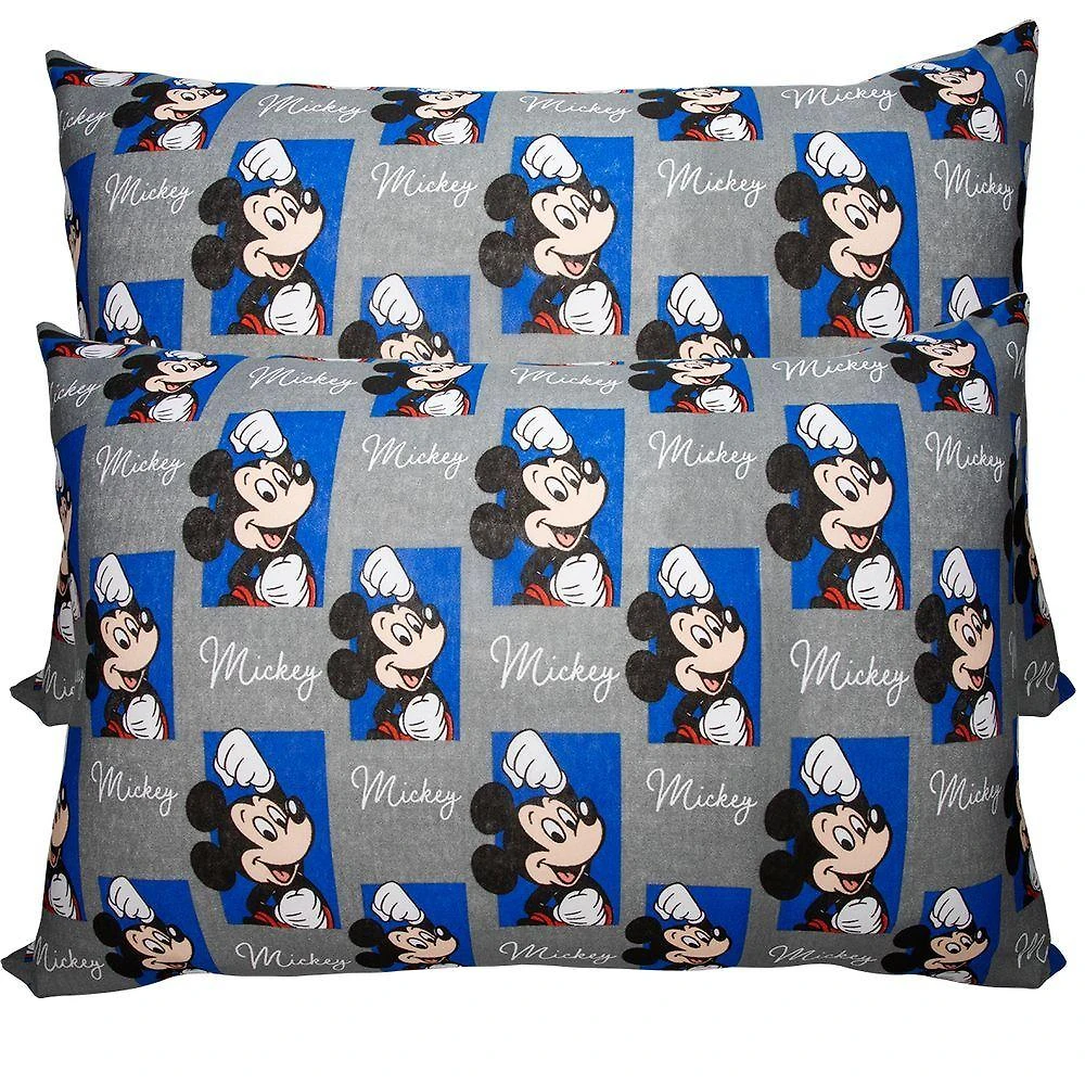 Fronha Mickey Quadros Estampada Disney com Malha 100% Algodão Cinza Portallar 48CMx68CM
