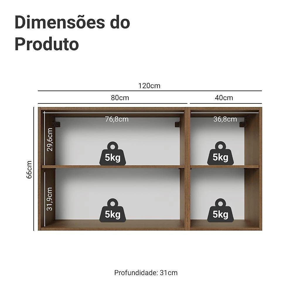 Kit 2 Armarios Aereos de Cozinha GRPR1200017K 120CM 3 Portas MDF-MDP Vinil Vidro Reflecta Bronze webcontinental-7891760202802