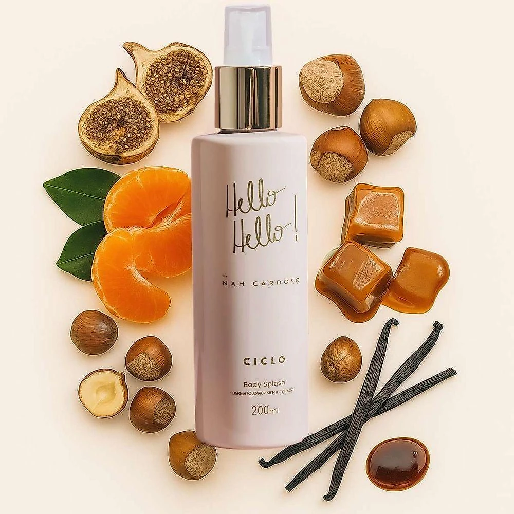 Body Splash Hello Feminino Desodorante Colônia Oriental Gourmand 200ML