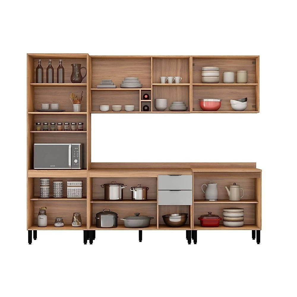 Cozinha Modulada Firenze 4 Portas 2 Gavetas MDF-MDP 120CM Avena e Grafito