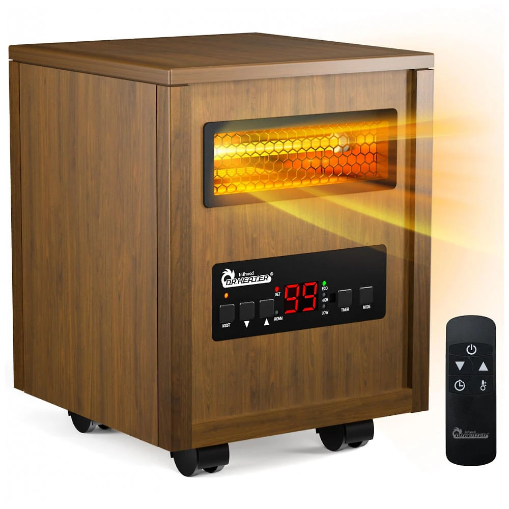 Aquecedor Portátil Dr. Infrared Heater DR-123 Marrom Duplo Sistema de Aquecimento 120V