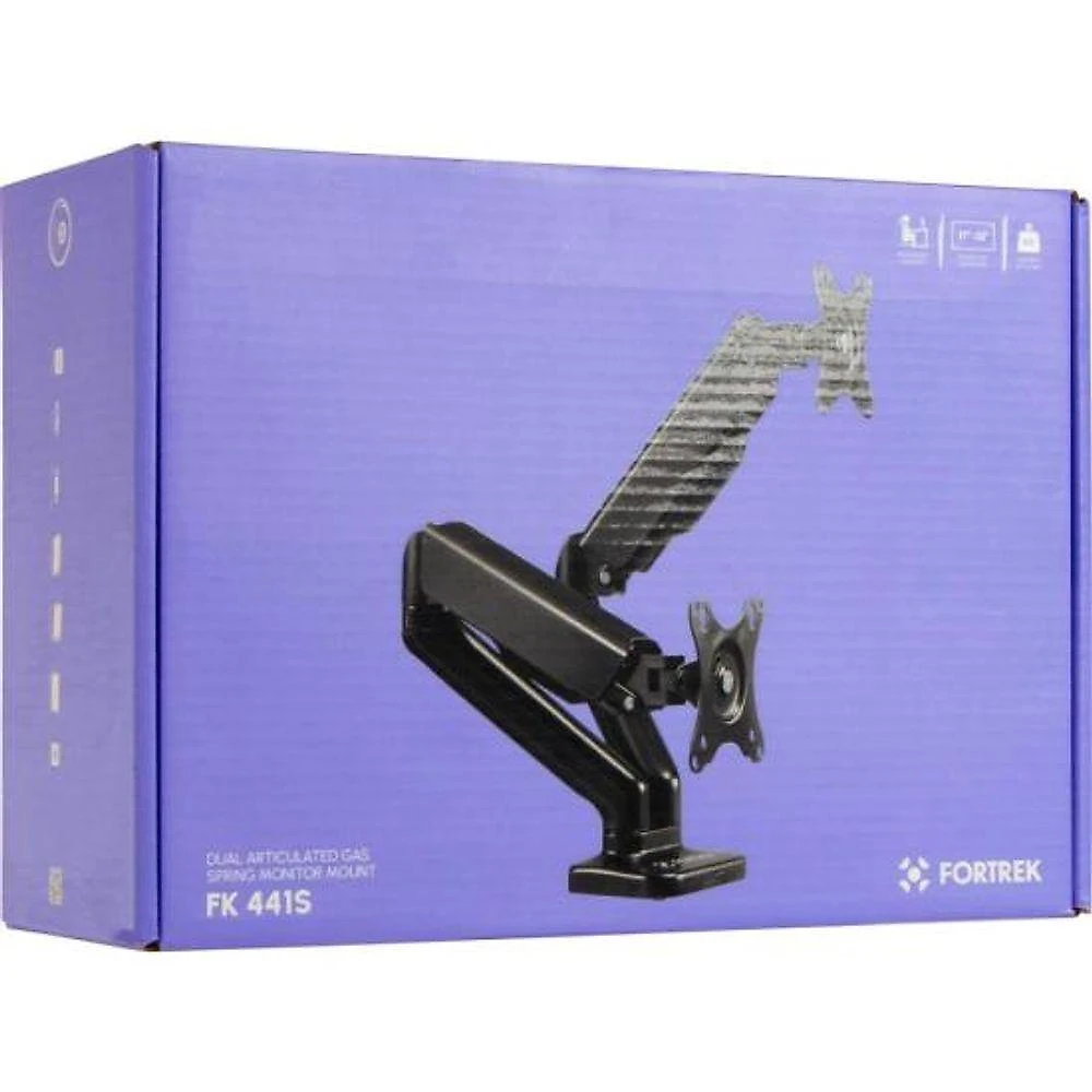 Suporte Articulado para Dois Monitores de Mesa Fk 441s com Pistão a Gás e Ajuste de Altura Preto