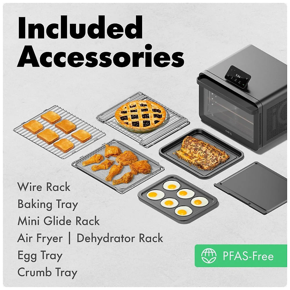 Forno Elétrico Inteligente CHEF iQ MiniOven, Combo de Forno Tostador e Air Fryer, 11 em 1, Capacidade de 25 Qt, Cozimento Rápido com Controles na Tela Forno Elétrico Inteligente CHEF iQ MiniOven, Combo de Forno Tostador e Air Fryer, 11 em 1, Capacidade de 25 Qt, Cozimento Rápido com Controles