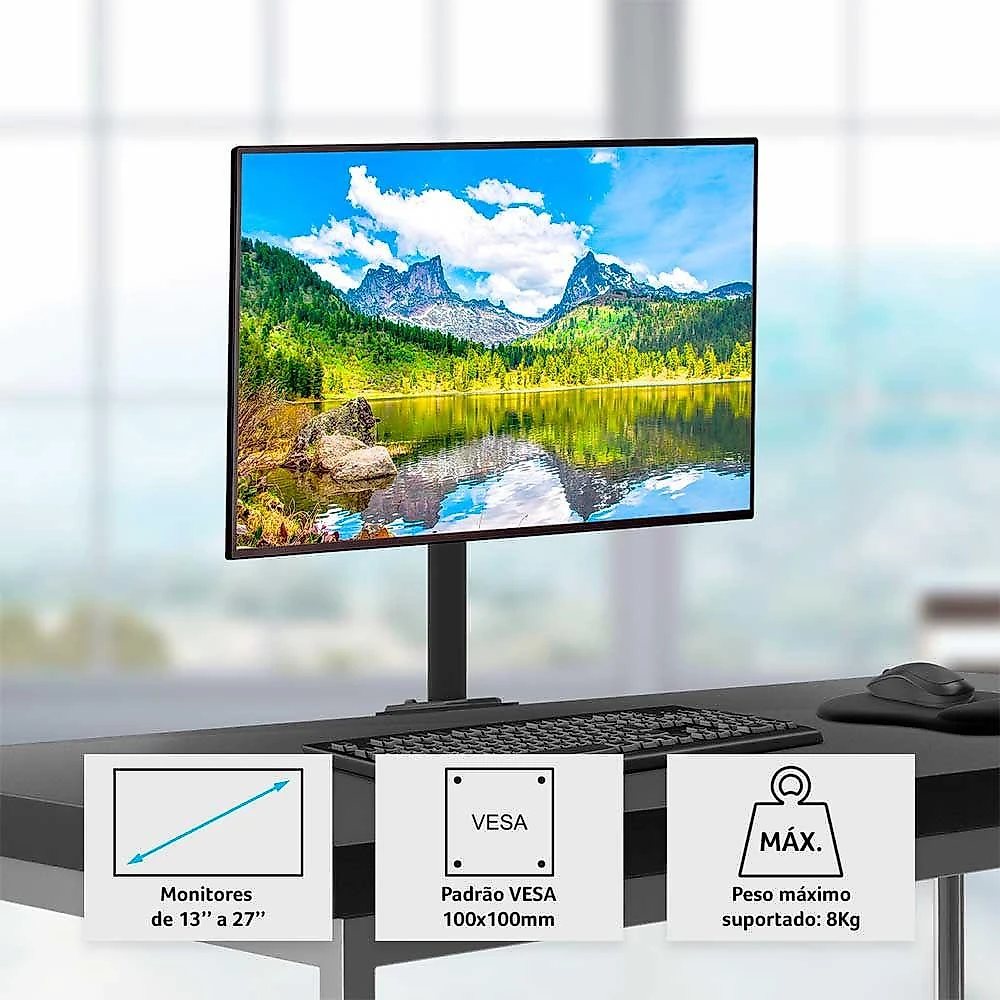 Suporte de mesa para monitor 13 a 27 polegadas com ajuste de altura - ac373out [reembalado] preto