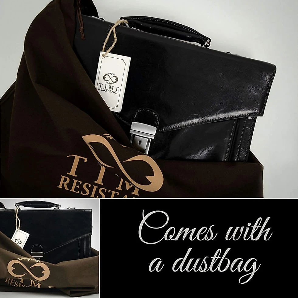 Bolsa Maleta Time Resistance de Couro Masculina para Laptop , Preta