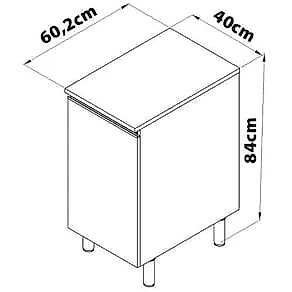 Balcão Bartira Cristal MDP 15mm com 1 Porta e 1 Prateleira - 40cm de largura Freixo