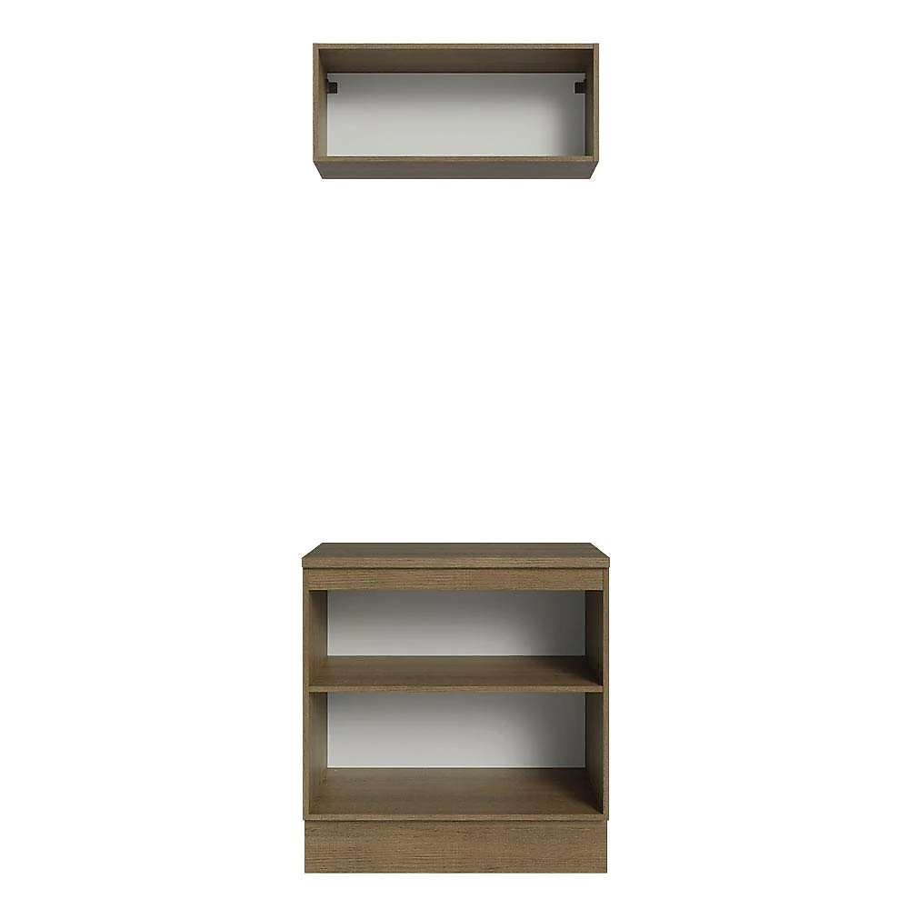 Kit com Balcão e Armário Aéreo Multiuso 80cm Rustic/Cinza Agata Madesa Rustic/Cinza