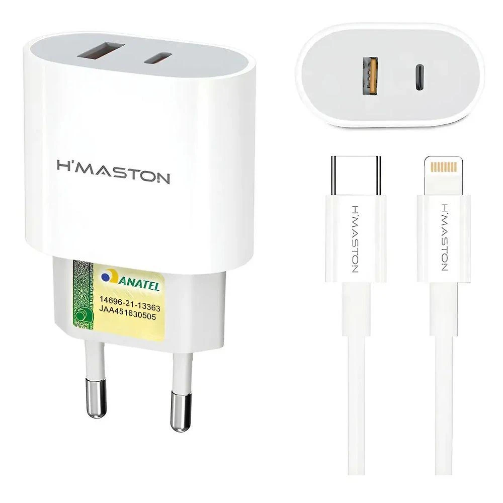 Carregador Lightning MDM 20W Usb C com Cabo Reforçado Branco 1 Unidade