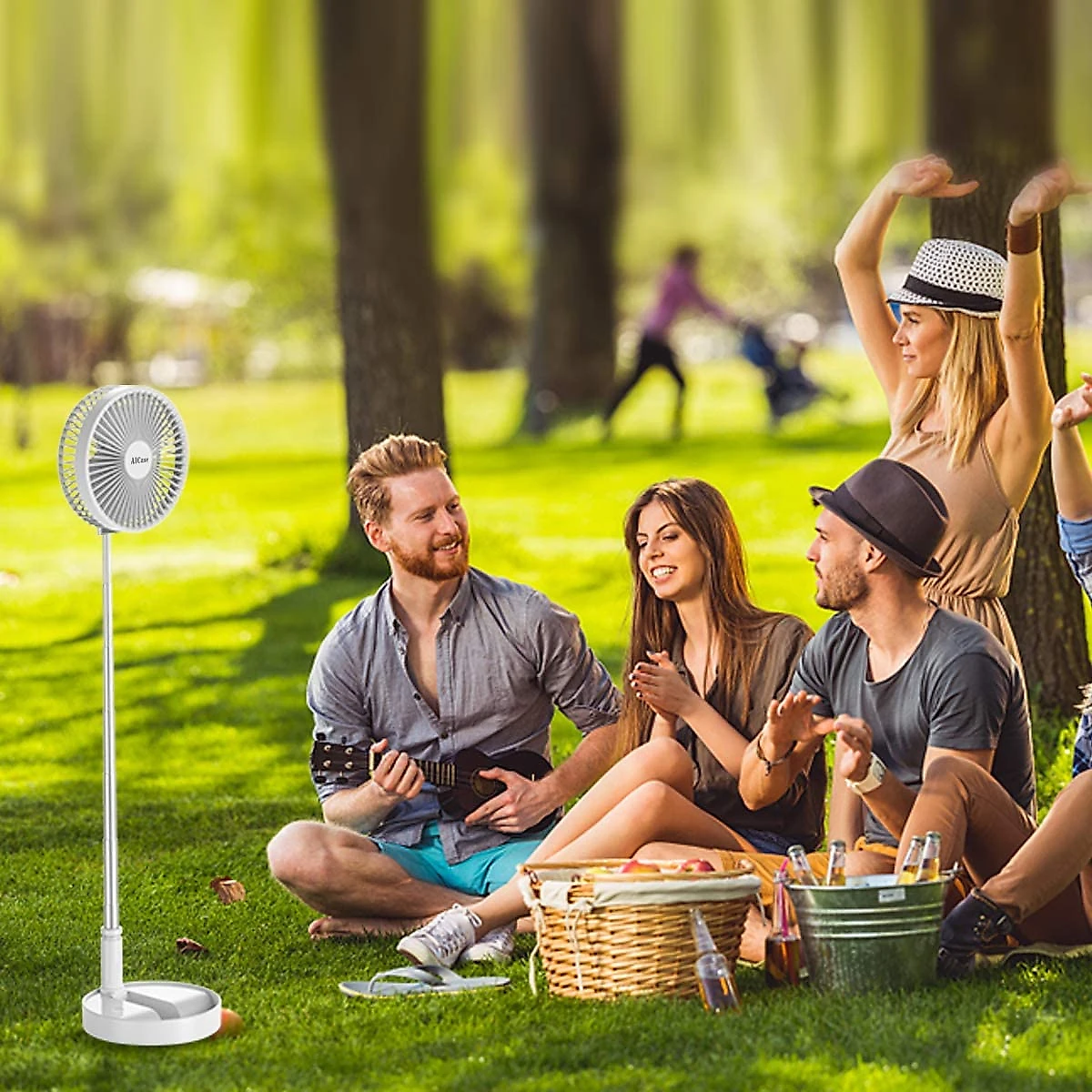 Ventilador de PisoMesa AICasePortátil Dobrável USB Bateria Recarregável Ajustável 4 Velocidades Branco 110V
