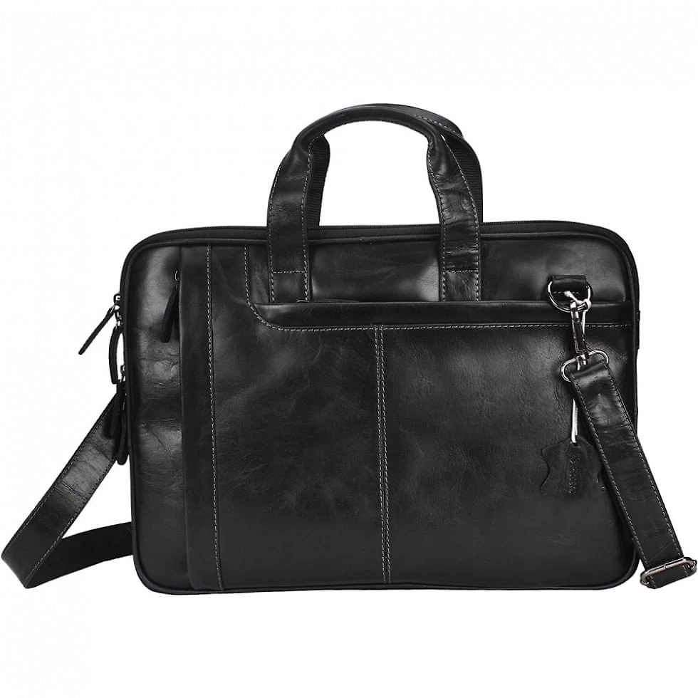 Bolsa Maleta Pitaara de Couro Masculina para Laptop , Preta