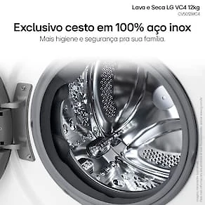 Lava e Seca LG 12Kg/7Kg Smart VC4 com Inteligência Artificial AI DD™ CV5012WC4 - Branca 110V