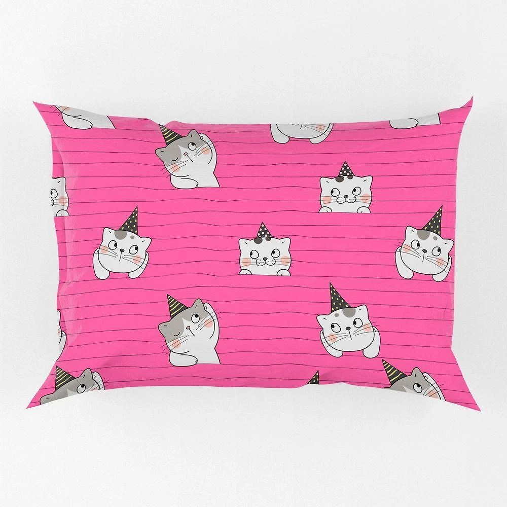 Porta Travesseiro Fronha Avulsa Estampada Gatinhos 70cm X 50cm - Digital Juvenil Infantil Moderno Decorativo Gato Pet