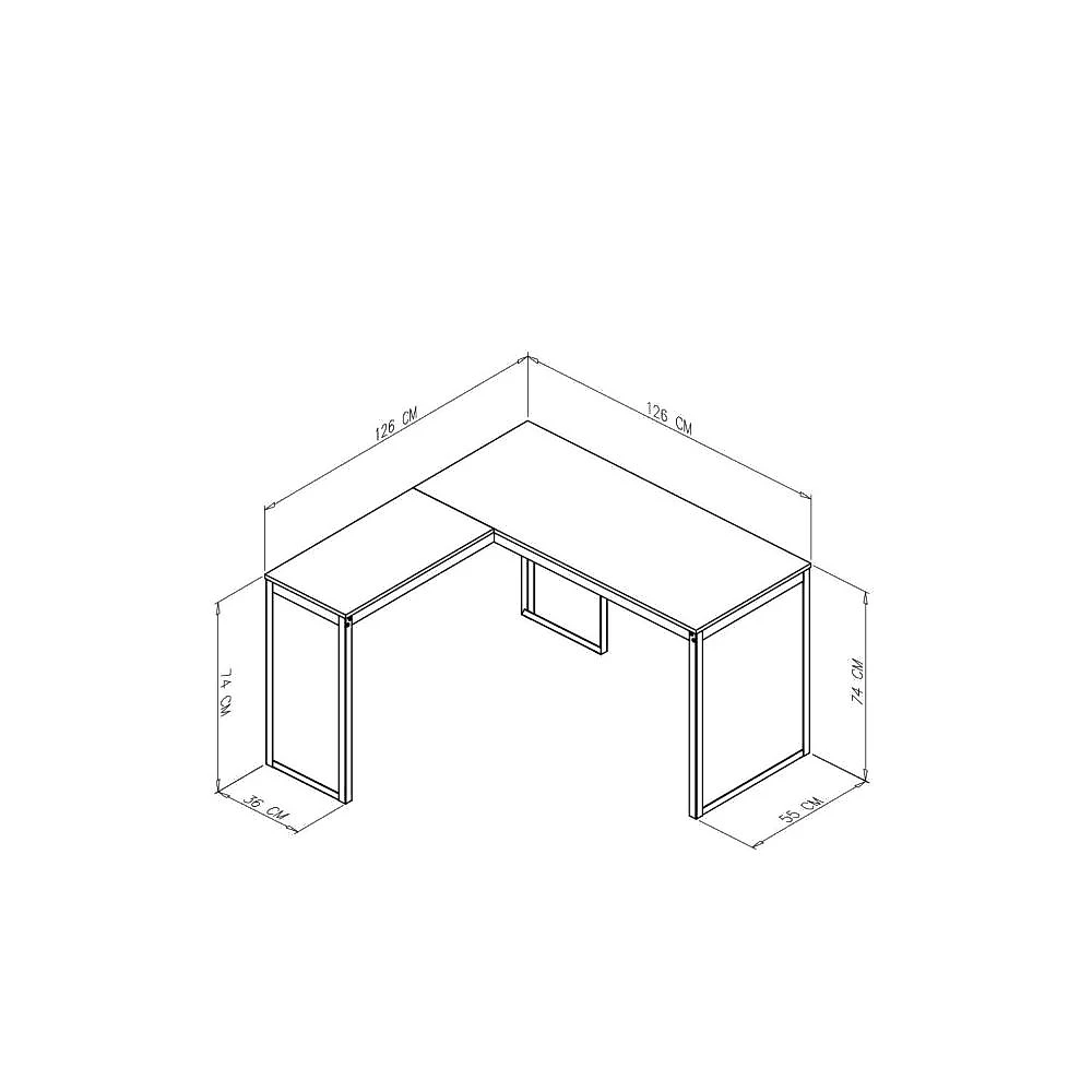 Conjunto para Quarto 1 Beliche e 1 Escrivaninha em L 126x126cm Completa Casa Preto Fosco