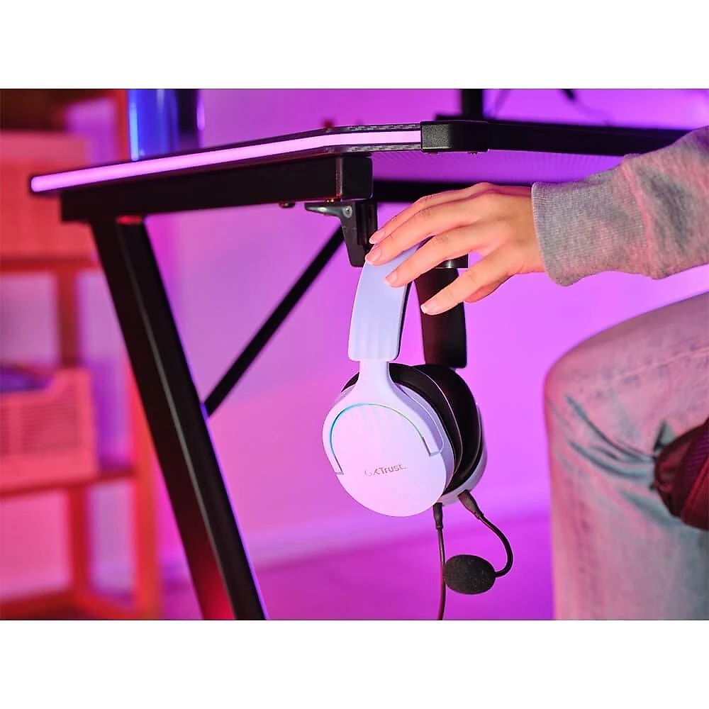 Headset Gamer GXTrust 490P Fayzo, Iluminação LED, Microfone Destacável, Cancelamento de Ruído, Roxo - 25303