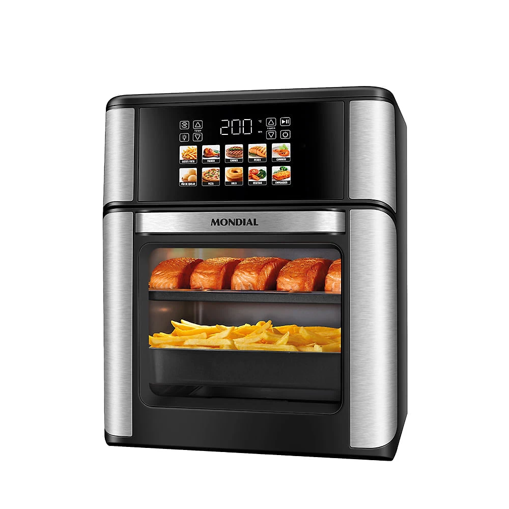 Fritadeira Air Fryer Forno Oven 14L Mondial Preto/Prata 2000W - AFON-14L-IMT-CT