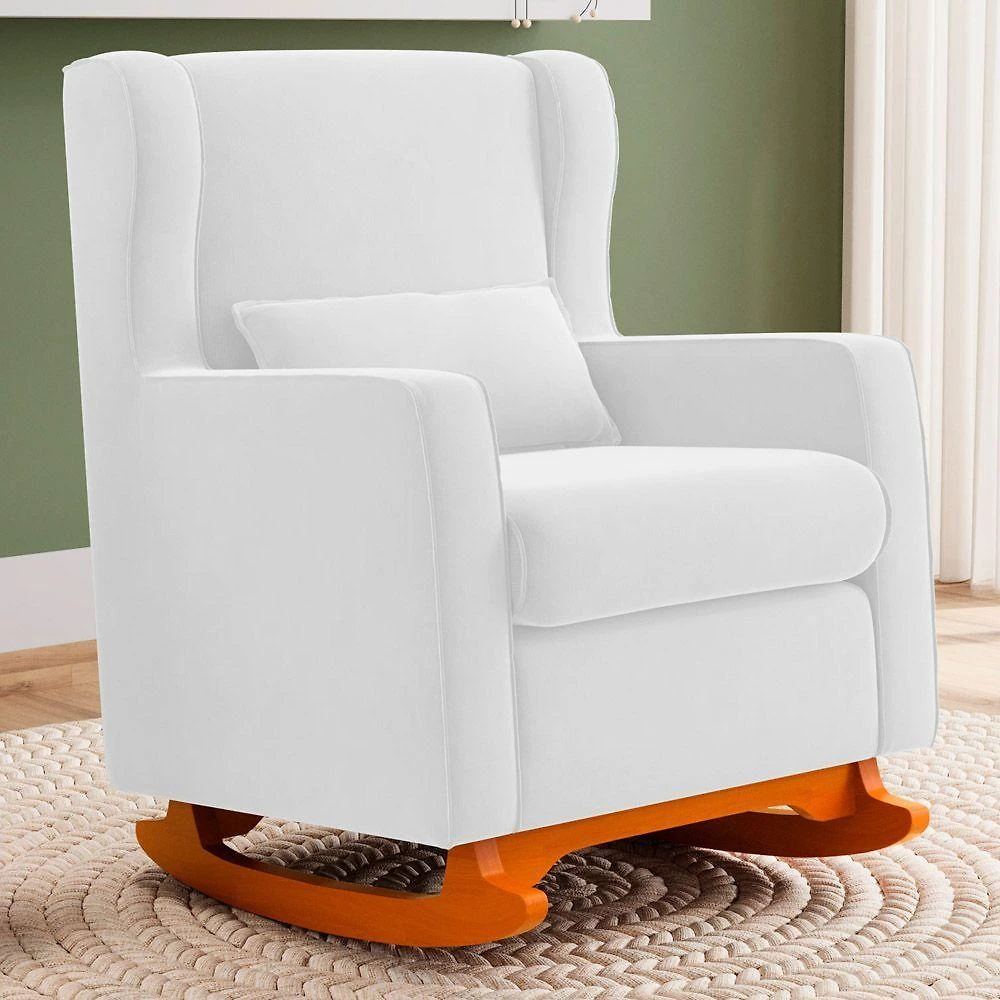 Poltrona Decorativa Zoe Base Balanço Couro Sintético Branco Abmaza