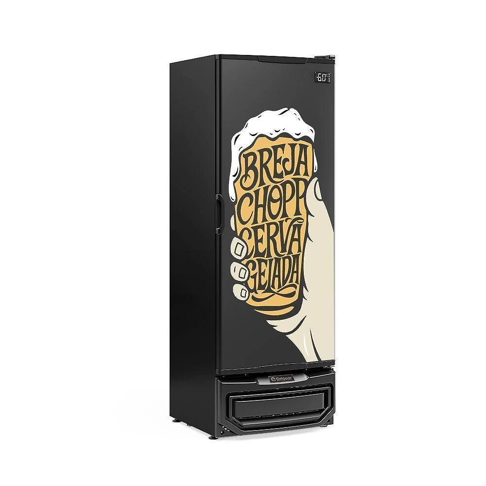 Cervejeira Gelopar GCB40BJ 410L Porta Cega Adesivada Preto Degelo Automatico 220V