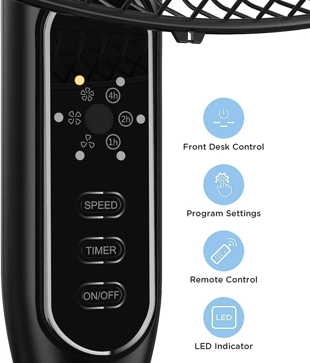 PELONIS 16 Pedestal Remote Control Oscillating Stand Up Fan 7Hour Timer 3Speed and Adjustable Height PFS40A4BBB Supreme 16Black