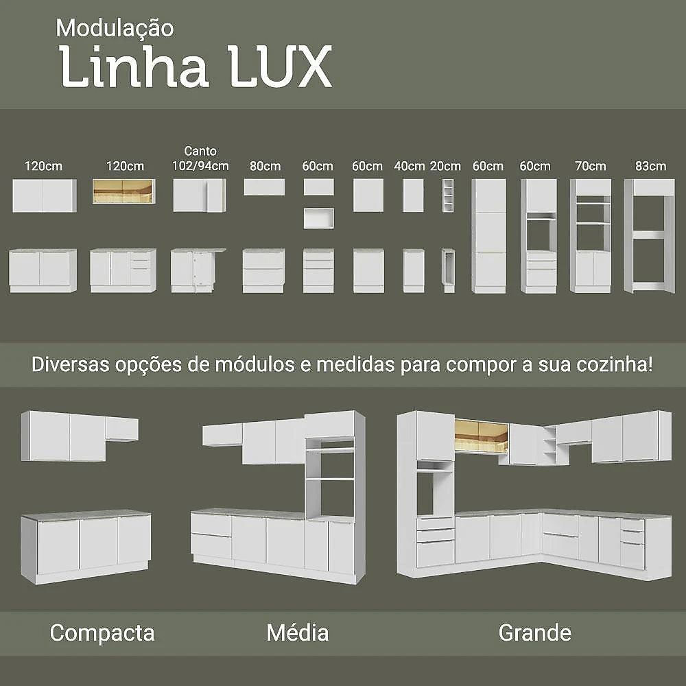 Balcão madesa lux 80 cm 2 portas (sem tampo) - branco/branco veludo