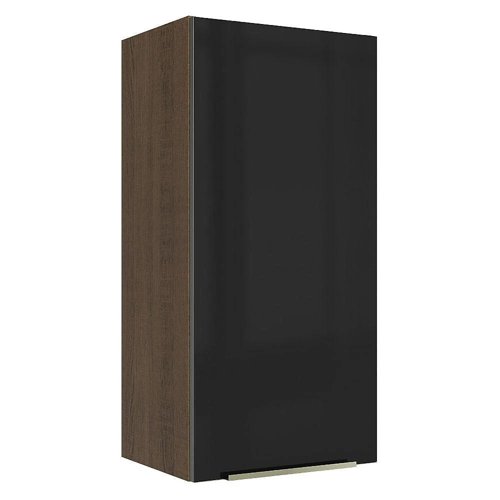 Armário aéreo madesa lux 40 x 83 cm 1 porta - rustic/preto