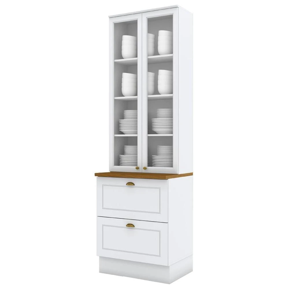 Cristaleira 2 Portas 2 Gav 72cm C357 Americana Branco Nature Henn