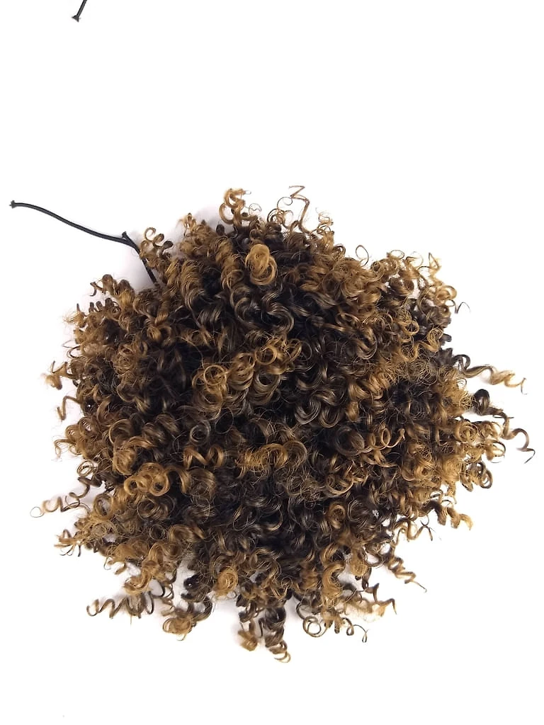 Miniatura Coque Afro Puff Castanho Acobreado 15cm Fibra Japonesa