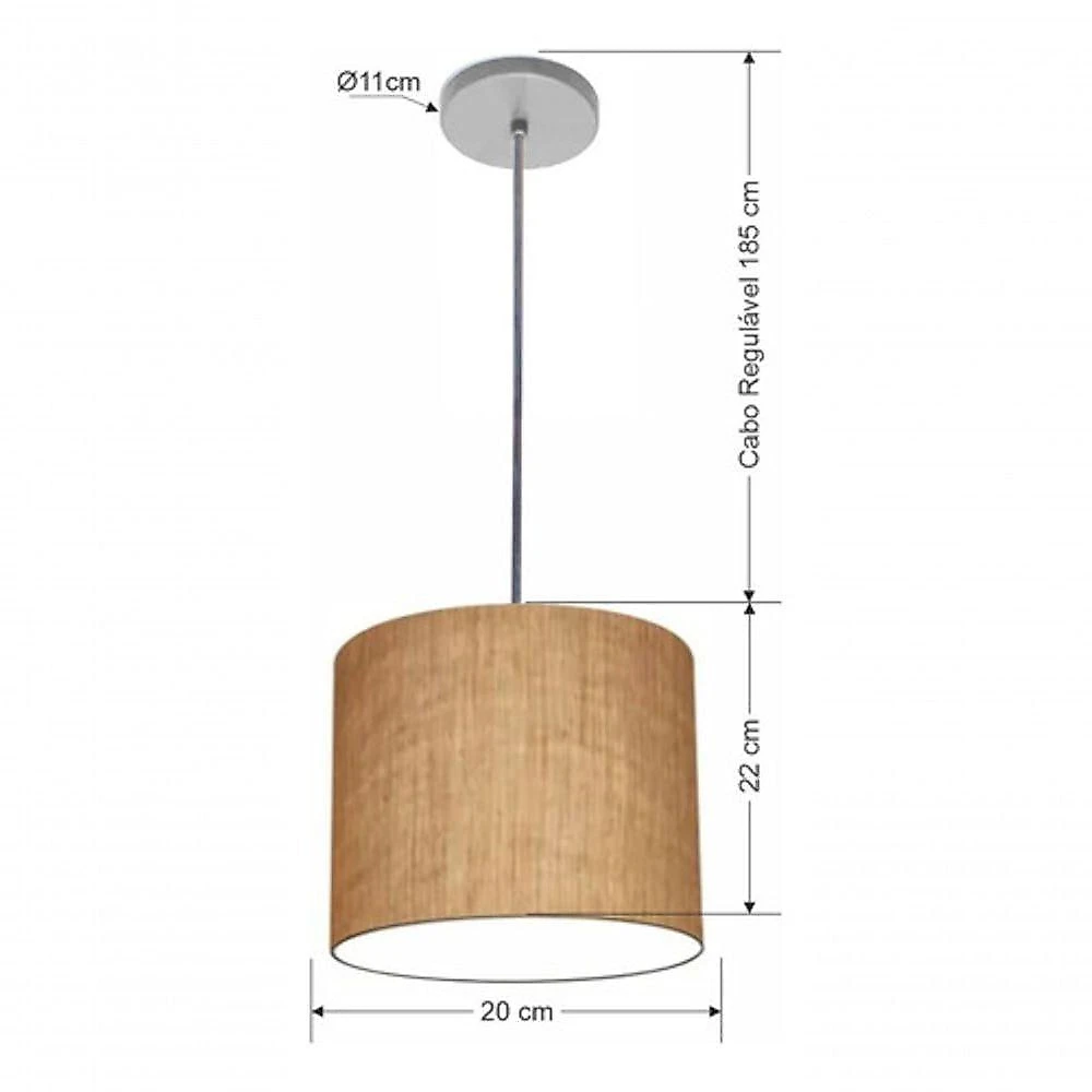 Luminária Pendente Free Lux Md-4105 Cúpula em Tecido Palha, Canopla Cinza e Fio Cristal Vivare
