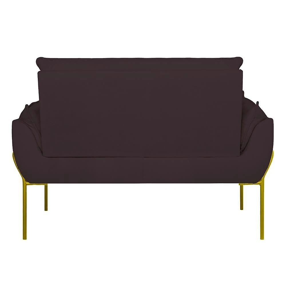 Poltrona Sofá Luxo Base Metal Dourado Recepção Escritório Cinza